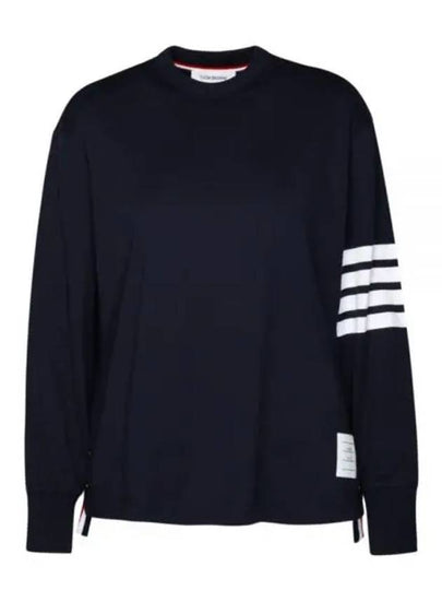 Engineered 4 Bar Medium Weight Jersey Oversized Long Sleeved T-Shirt Navy - THOM BROWNE - BALAAN 2