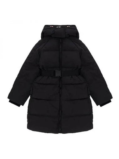 Kids Belted Long Hooded Quilted Padding Black - BURBERRY - BALAAN 1