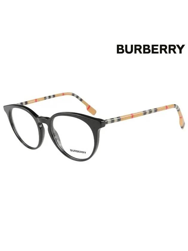 Vintage Check Round Horn-Rim Eyeglasses Black - BURBERRY - BALAAN 2