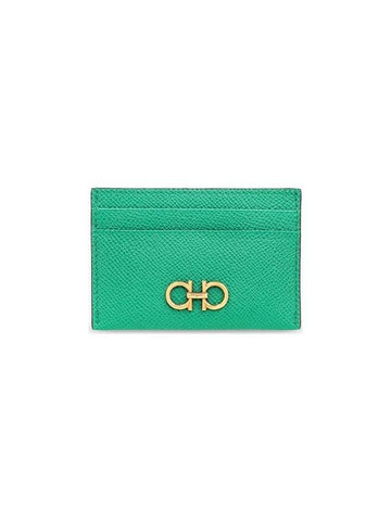 Gancini Card Wallet Green - SALVATORE FERRAGAMO - BALAAN 1