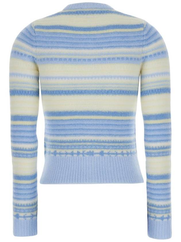 Striped Soft Wool Cardigan Light Blue - GANNI - BALAAN 3