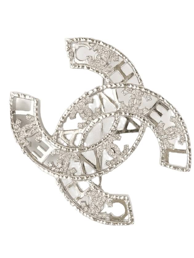 Crystal CC Coco Logo Brooch Silver - CHANEL - BALAAN 1