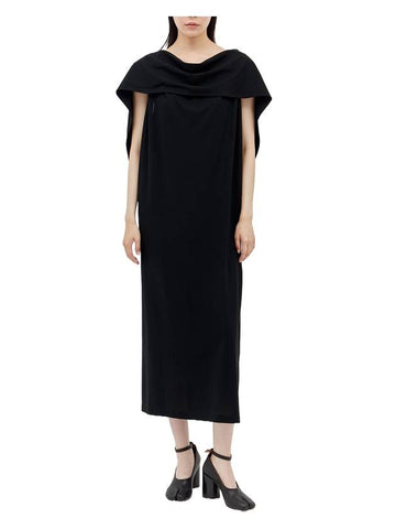 Women's Draped Jersey Long Dress Black - ISSEY MIYAKE - BALAAN 1