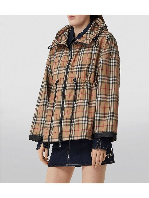 Women's Back-tone Check Zip-up Hooded Jacket Beige - BURBERRY - BALAAN 3