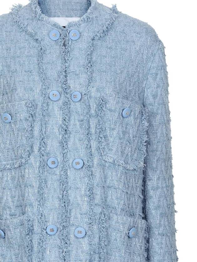 Single breasted cotton rush stitch jacket Azur - DOLCE&GABBANA - BALAAN 3