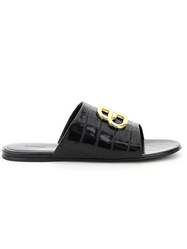 Gold BB Logo Oval Slippers Black - BALENCIAGA - BALAAN 1