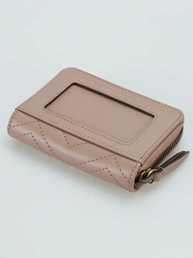 GG Marmont Matelasse Zipper Card Wallet Dusty Pink - GUCCI - BALAAN.