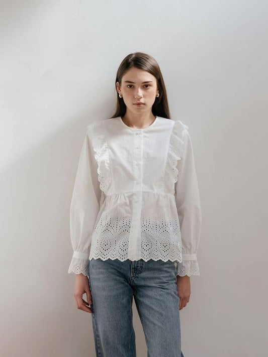 white lace trim shirt - YOUNESS - BALAAN 2