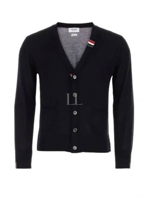 Men's Jersey Stitch V-Neck Cardigan Navy - THOM BROWNE - BALAAN 2