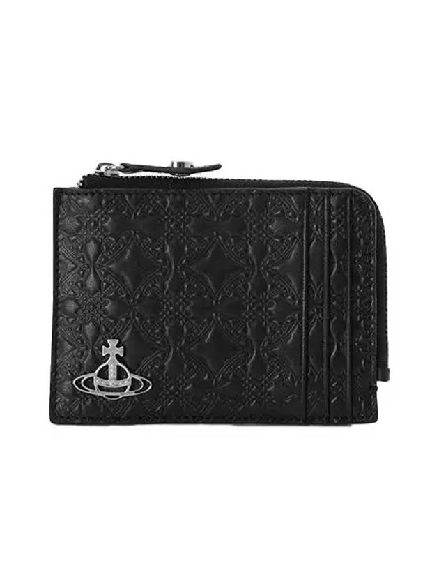 ORB Logo Zipper Card Wallet Black - VIVIENNE WESTWOOD - BALAAN 3