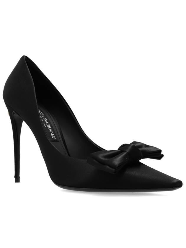 Women s Bow Detail Satin Pumps Heel Black - DOLCE&GABBANA - BALAAN 5