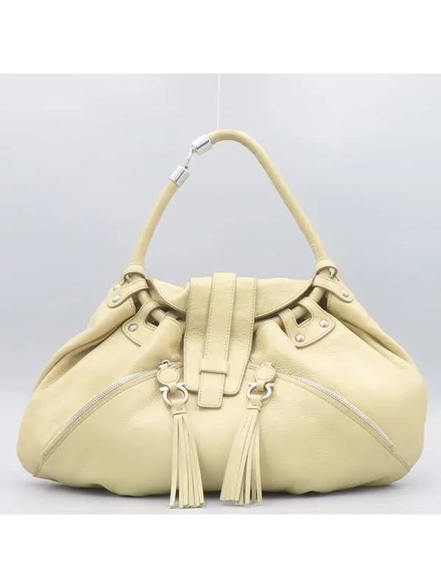 Ferragamo 21 7308 Beige Leather Hobo Multi Zipper Tassel Shoulder Bag - SALVATORE FERRAGAMO - BALAAN 2