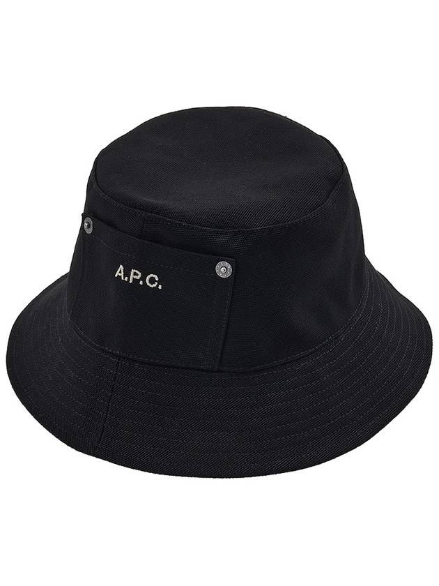 Thais Logo Embroidered Pocket Cotton Canvas Bucket Hat Black - A.P.C. - BALAAN 11