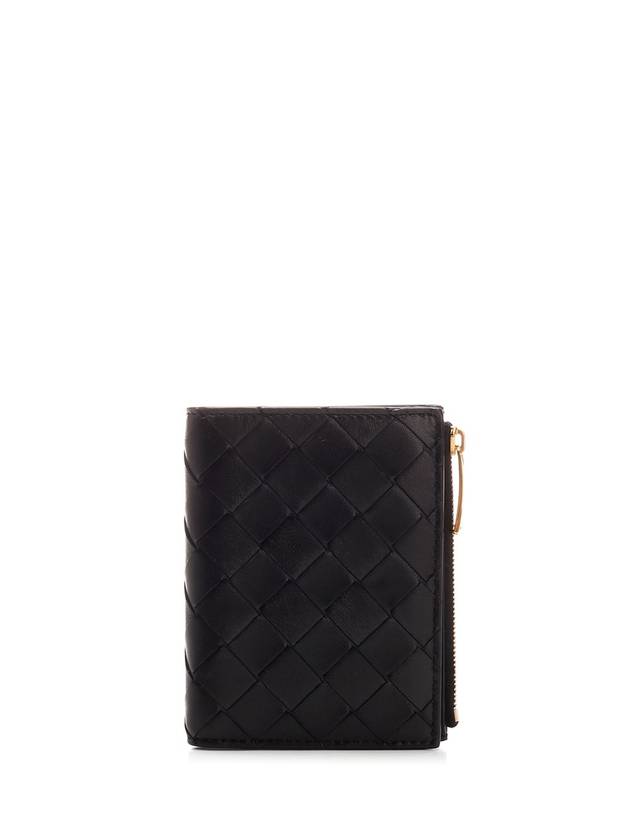 Intrecciato Zipper Bifold Half Wallet Black - BOTTEGA VENETA - BALAAN 1