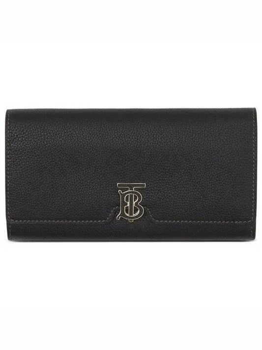 TB Logo Grainy Leather Continental Long Wallet Black - BURBERRY - BALAAN 2