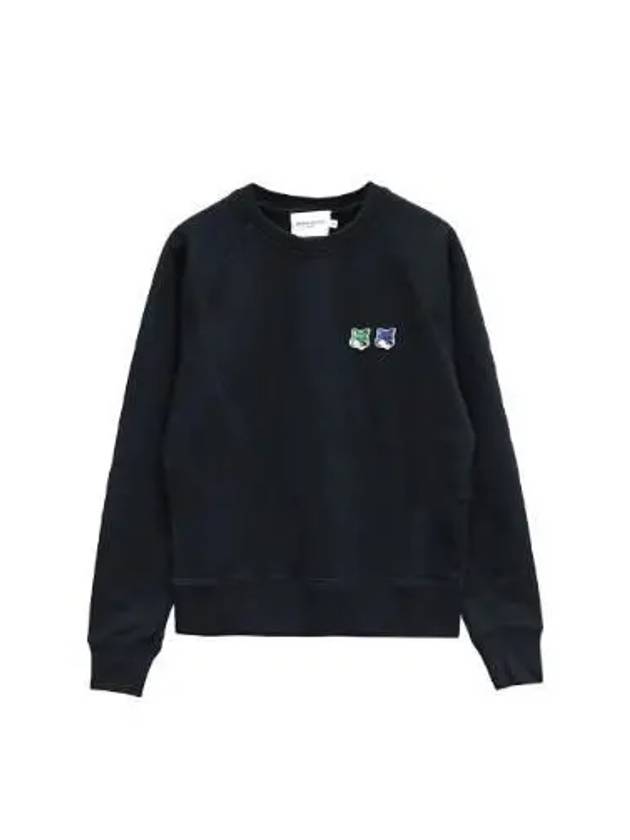 Double Head Fox Patch Sweatshirt Black - MAISON KITSUNE - BALAAN 2