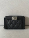 Boy Zipper Card Wallet Caviar Black Silver A80602 - CHANEL - BALAAN 2