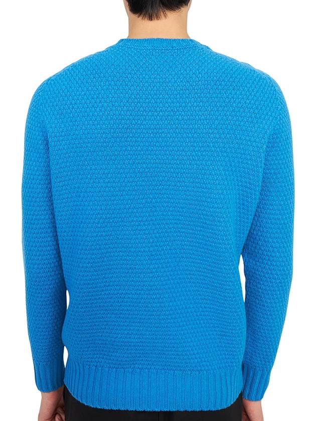 Crew Neck Lambswool Knit Top Blue - DRUMOHR - BALAAN 5