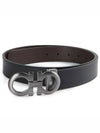 Gancini Reversible Adjustable Leather Belt Black Dark Brown - SALVATORE FERRAGAMO - BALAAN 3