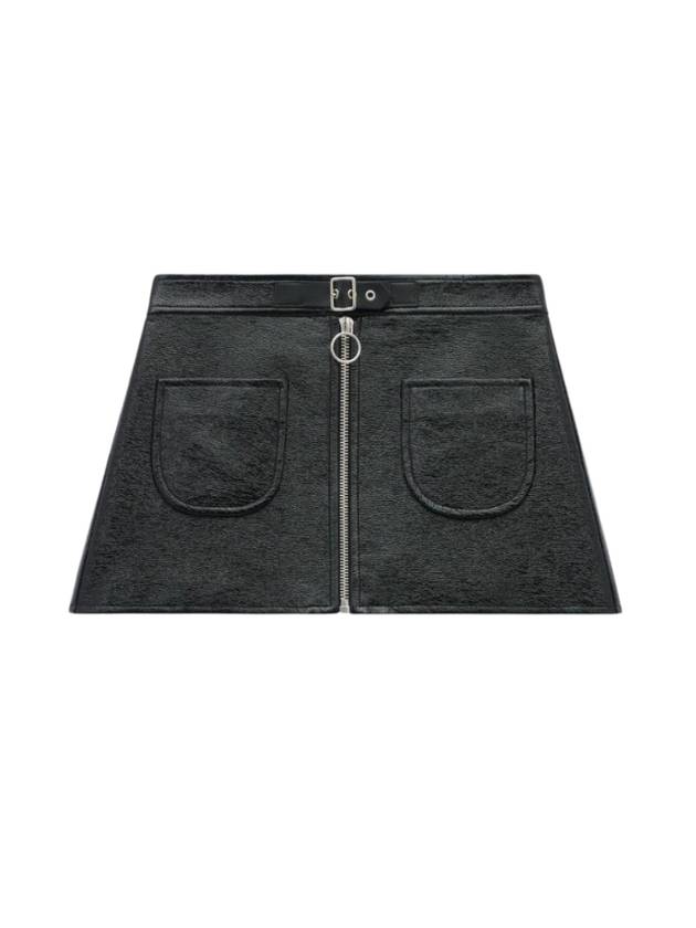 Buckle Zipper Vinyl Mini A Line Skirt Black - COURREGES - BALAAN 1