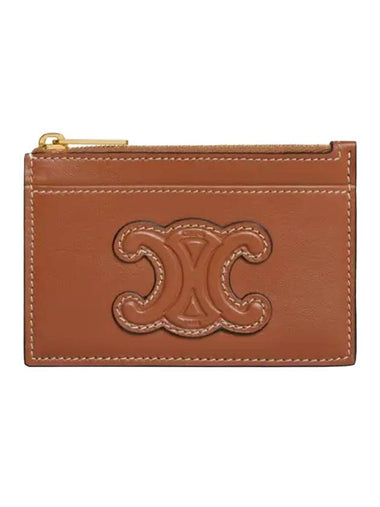 Zipper Smooth Lambskin Card Wallet Tan - CELINE - BALAAN 1