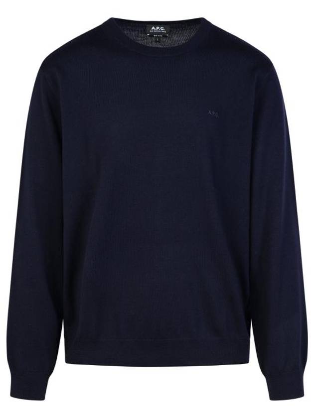 Embroidery Logo Wool Knit Top Navy - A.P.C. - BALAAN 1