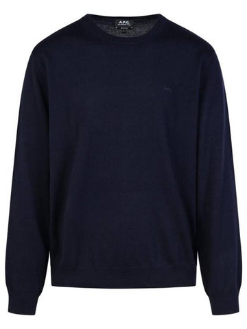 Embroidery Logo Wool Knit Top Navy - A.P.C. - BALAAN 1