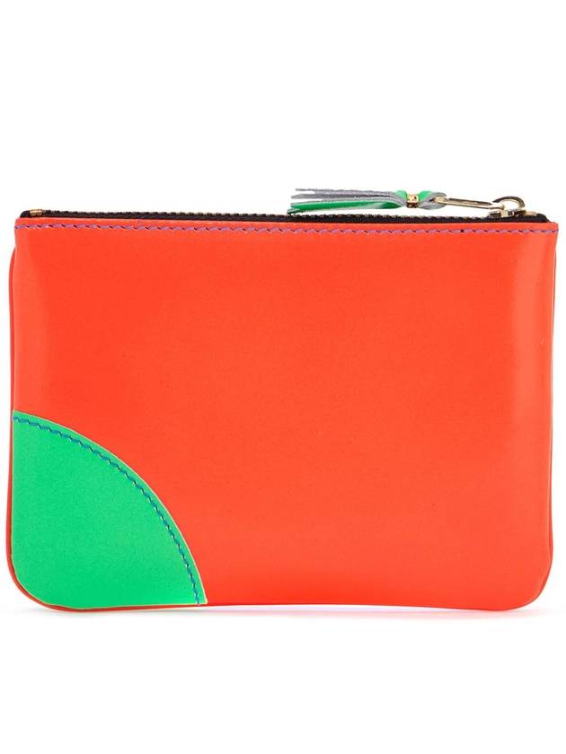 fluorescent orange goat leather wallet with colorful details - COMME DES GARCONS WALLET - BALAAN 2