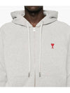 Ami De Coeur Embroid Logo Hoodie Zip-up Grey - AMI - BALAAN 3