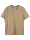 Women's Round Neck Plain Short Sleeve T-Shirt Beige - BOTTEGA VENETA - BALAAN 9