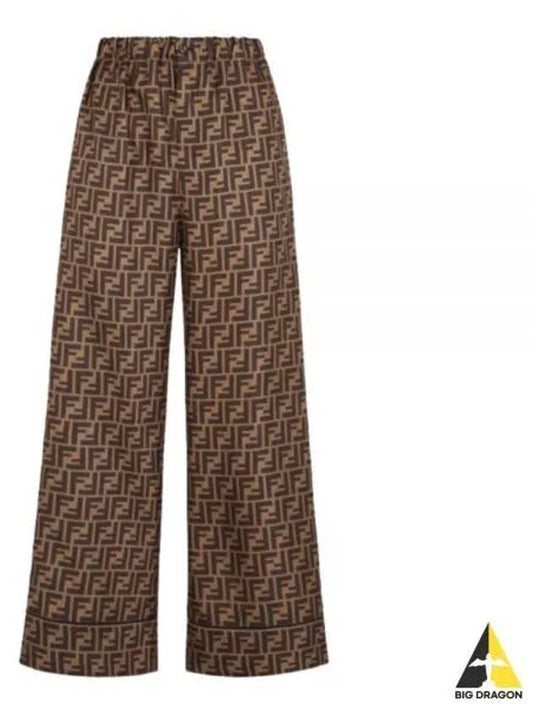 Twill Wide Pants Brown - FENDI - BALAAN 2