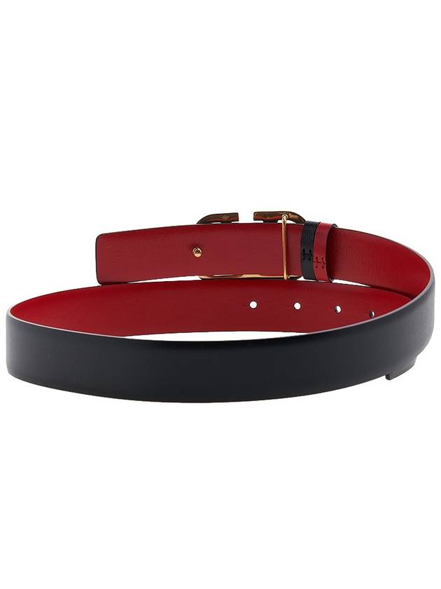 V Logo Signature Reversible Leather Belt Black - VALENTINO - BALAAN 5