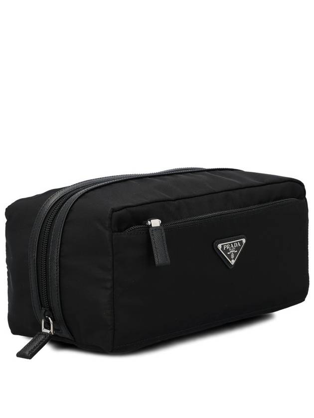 Triangle Logo Cosmetic Pouch Bag Black - PRADA - BALAAN 3