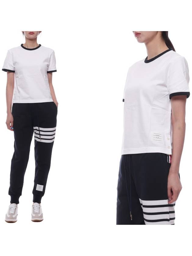 Asymmetric Hem Short Sleeve T-Shirt White - THOM BROWNE - BALAAN 3