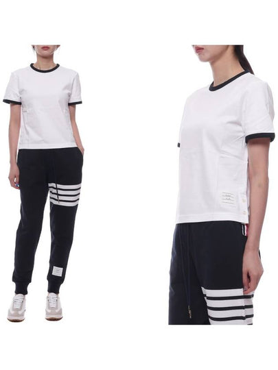 Asymmetric Hem Short Sleeve T-Shirt White - THOM BROWNE - BALAAN 2