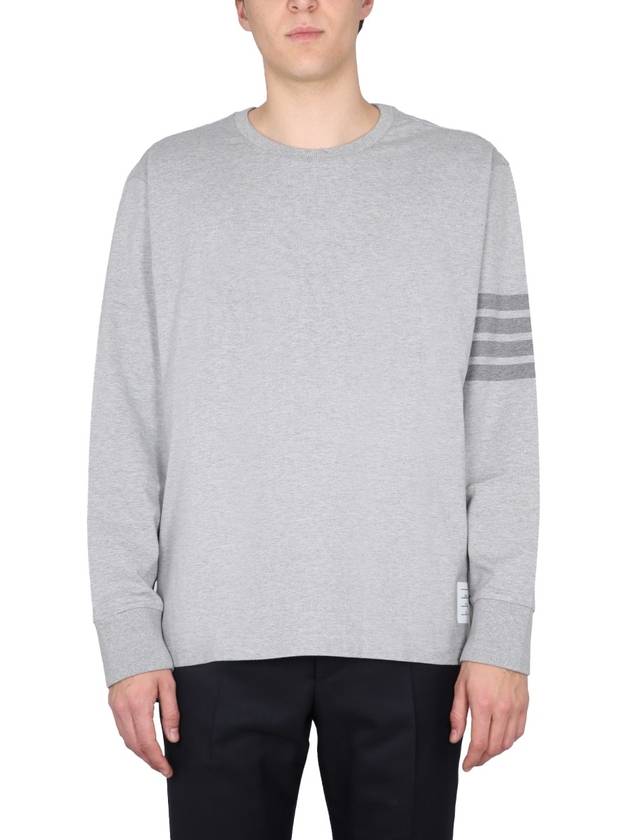 4 Bar Armband Tonal Long Sleeve T-Shirt Grey - THOM BROWNE - BALAAN 3