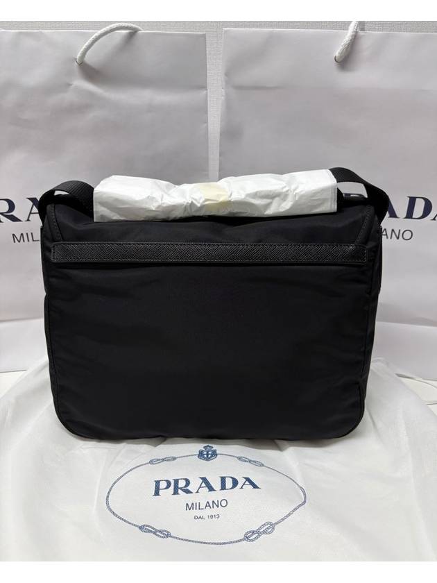 Triangular Logo Tessuto Messenger Bag Black - PRADA - BALAAN 4