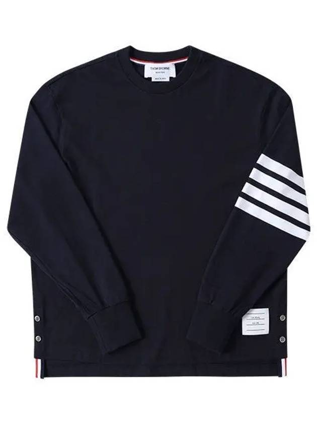 Engineered 4 Bar Medium Weight Jersey Oversized Long Sleeved T-Shirt Navy - THOM BROWNE - BALAAN 2