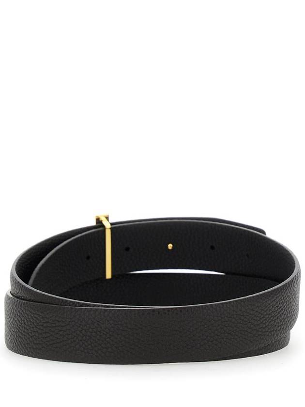 T Logo Reversible Leather Belt Black Brown - TOM FORD - BALAAN 3