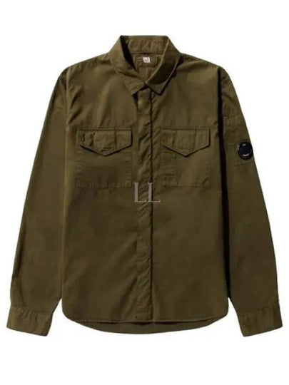 Lens Wappen Gabardine Overshirt Zip Up Jacket Ivy Green - CP COMPANY - BALAAN 2