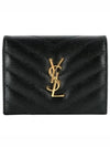 Monogram Caviar Leather Flap Card Wallet Black - SAINT LAURENT - BALAAN 2