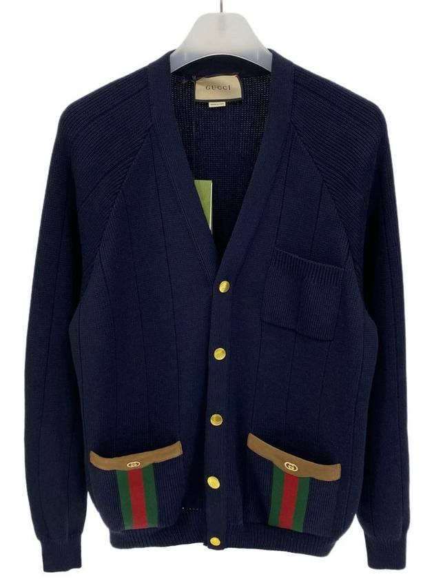 WEB detail pocket knit wool blend cardigan 626349 - GUCCI - BALAAN 1