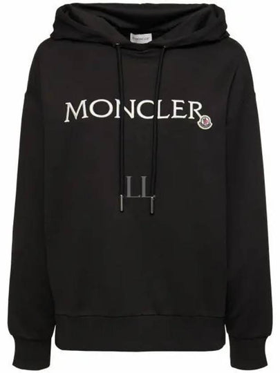 Embroidered Logo Hoodie Black - MONCLER - BALAAN 2