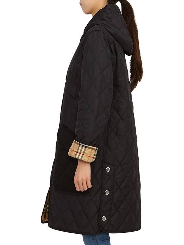 Women's Diamond Quilted Hoodie Single Coat Black - BURBERRY - BALAAN 6