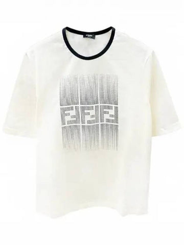 Gradient logo printing round short sleeve t shirt ivory men s 271075 - FENDI - BALAAN 1