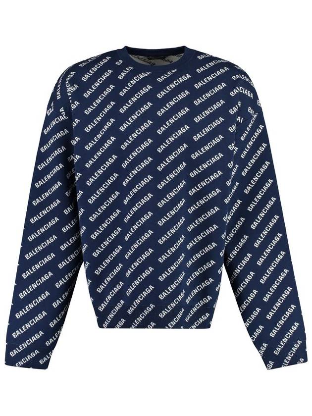 Allover Logo Crew Sweatshirt Navy - BALENCIAGA - BALAAN 2