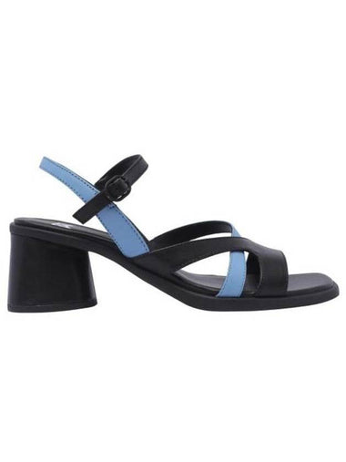 Twins Open Toe Leather Sandal Heels Black Blue - CAMPER - BALAAN 1