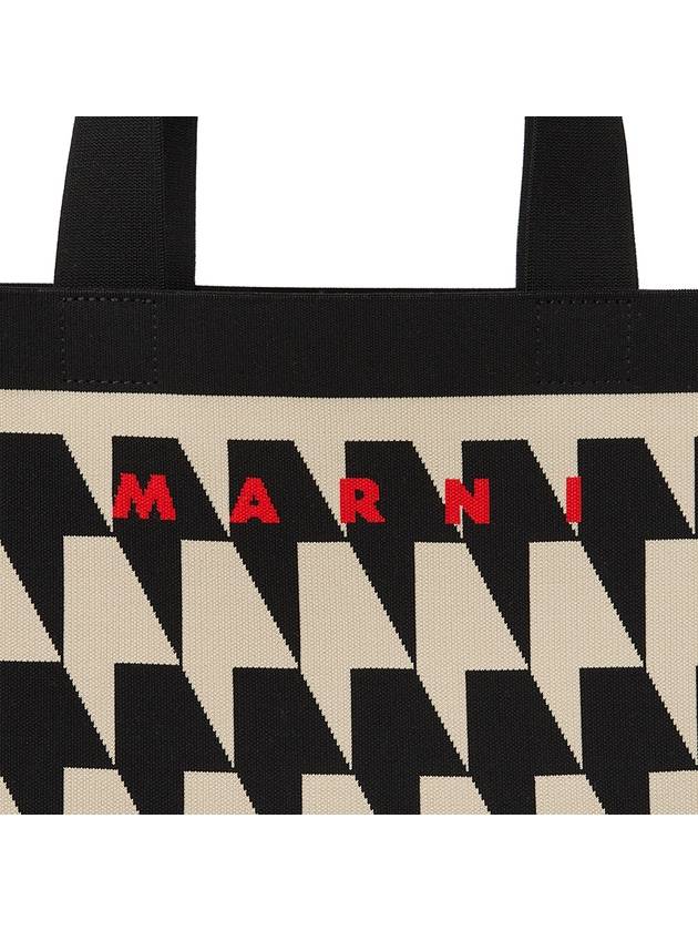 houndstooth jacquard tote bag beige - MARNI - BALAAN 9