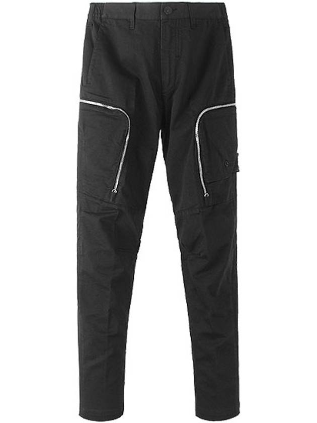 Shadow Zipper Detail Straight Pants Black - STONE ISLAND - BALAAN.