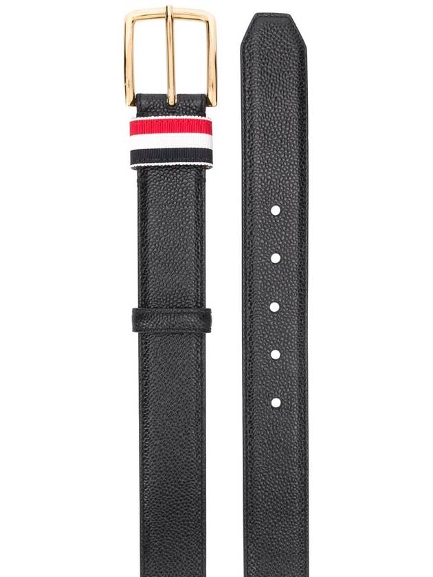 Men's Three Stripes Tab Pebbled Leather Belt Black - THOM BROWNE - BALAAN 3